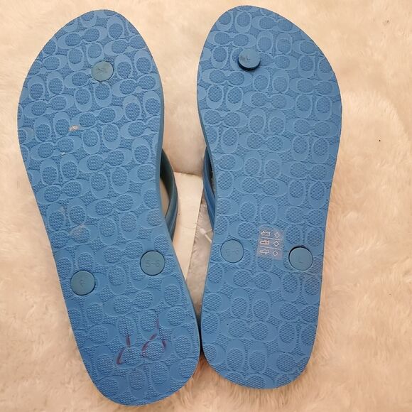 Coach Sandals Clementine 6 Azure Blue Rubber Flip Flops - Picture 7 of 8